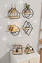 Hanah Home Set de 6 Estantes de Pared de Madera Maciza, Oro y Negro